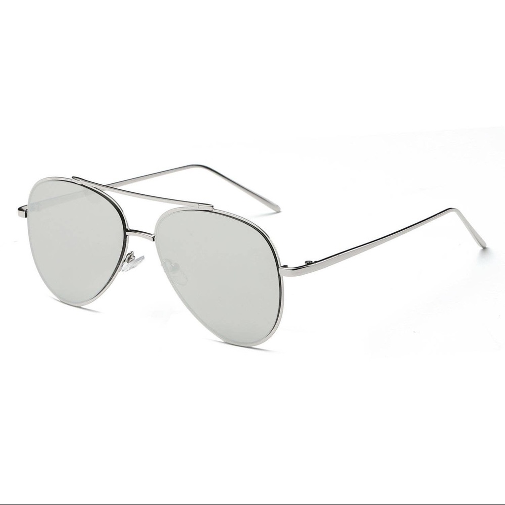 Brand new silver aviator sunglasses with case